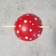 Leather Amanita Mushroom Head Bun Holder Slide Barrette with Stick, Hippy Barrette, Festival Hair Accessory, Medium Shallow size