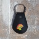 Black Leather Rainbow Mushroom Keychain, Stamped and Hand Painted Leather Mushroom Key Chain Cute Mushroom Key Fob