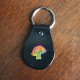 Black Leather Rainbow Mushroom Keychain, Stamped and Hand Painted Leather Mushroom Key Chain Cute Mushroom Key Fob
