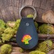 Black Leather Rainbow Mushroom Keychain, Stamped and Hand Painted Leather Mushroom Key Chain Cute Mushroom Key Fob