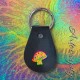 Black Leather Rainbow Mushroom Keychain, Stamped and Hand Painted Leather Mushroom Key Chain Cute Mushroom Key Fob