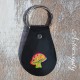 Black Leather Rainbow Mushroom Keychain, Stamped and Hand Painted Leather Mushroom Key Chain Cute Mushroom Key Fob