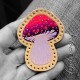Pink n Purple Amanita Mushroom Leather Patch, Mushroom Lover Gift, Mushroom Foraging stocking stuffer, Magic Mushroom Patch