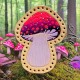 Pink n Purple Amanita Mushroom Leather Patch, Mushroom Lover Gift, Mushroom Foraging stocking stuffer, Magic Mushroom Patch
