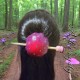 Pink n Purple Amanita Mushroom Head Bun Holder Slide Barrette with Mushroom Hair Stick