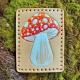 Red and Orange spotted Amanita Mushroom Leather Patch, Mushroom Lover Gift, Mushroom Foraging Gift, Magic Mushroom Patch