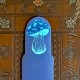 Blue Mushroom Design on Blue Leather Bookmark, Handmade Leather Bookmarks, Hand-painted mushroom design on leather bookmark