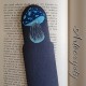 Blue Mushroom Design on Blue Leather Bookmark, Handmade Leather Bookmarks, Hand-painted mushroom design on leather bookmark