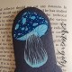 Blue Mushroom Design on Blue Leather Bookmark, Handmade Leather Bookmarks, Hand-painted mushroom design on leather bookmark