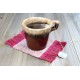 Hand- Woven Beige Chenille and Berry Cotton Mug Rug Coasters