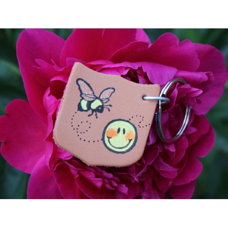 Bee Happy Leather Keychain