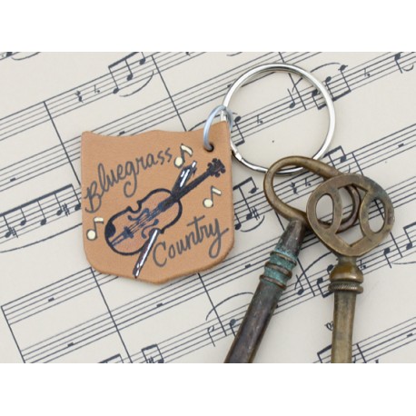 Bluegrass Country Leather Keychain in Medium Brown